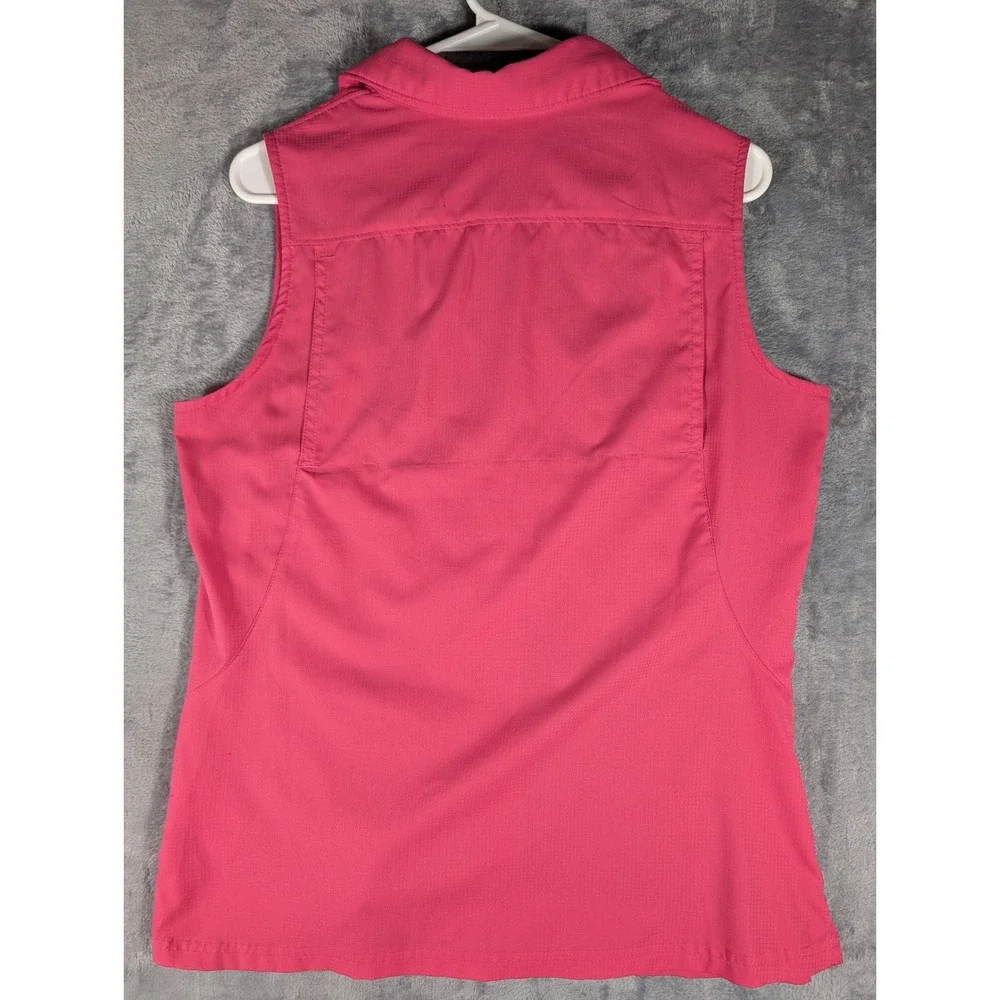 Columbia Womens M Pink Omni-Shade Sleeveless Button Up Sun Protection Hiking Top - Picture 2 of 10
